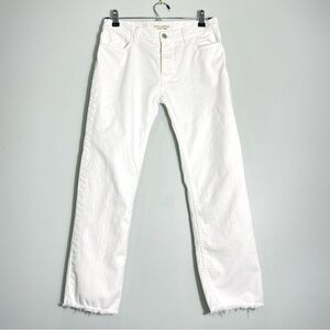 NILI LOTAN Women’s White Jeans Frayed Hem Straight Leg Issue 2609988 Size 0